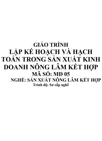 Giáo trình lập kế hoạch và hạch toán