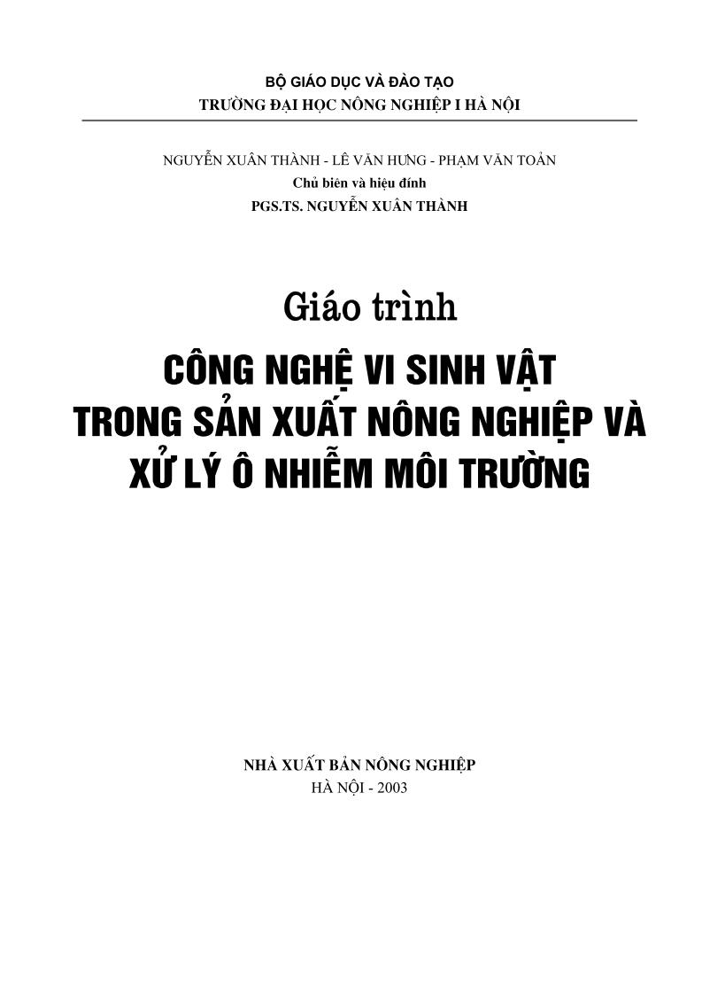 Công nghệ vi sinh vật trong sản xuất nông nghiệp và xử lý ô nhiễm môi trường